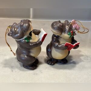 Christmas Hippo caroler ornaments vintage rare